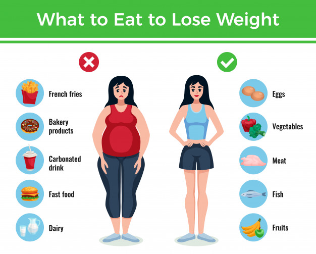 diet infographics layout with information about what eat lose gain weight cartoon illustration 1284 28272