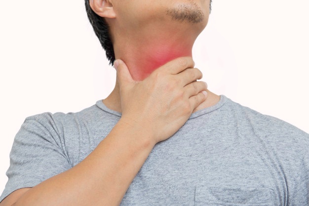 man having sore throat touching his neck islated clipping path coronavirus symptom 42667 1840