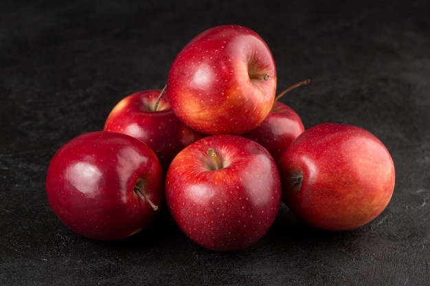 fruits several fresh ripe red apples grey desk 179666 573