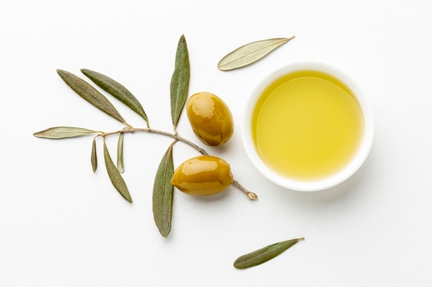olive oil saucer with leaves yellow olives 23 2148349324