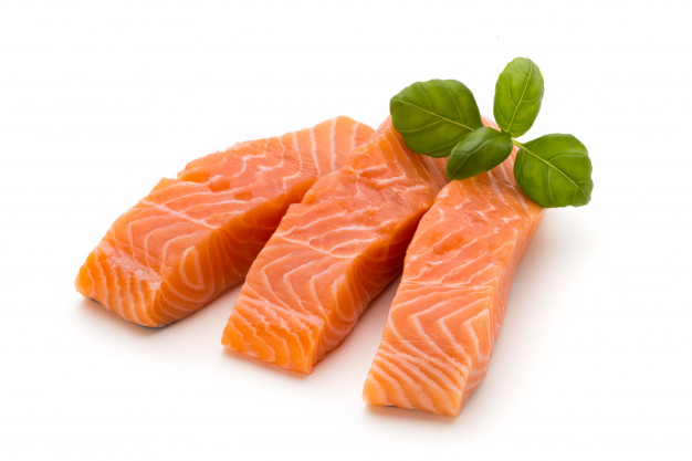 fresh salmon fillet with basil white background 120872 2192