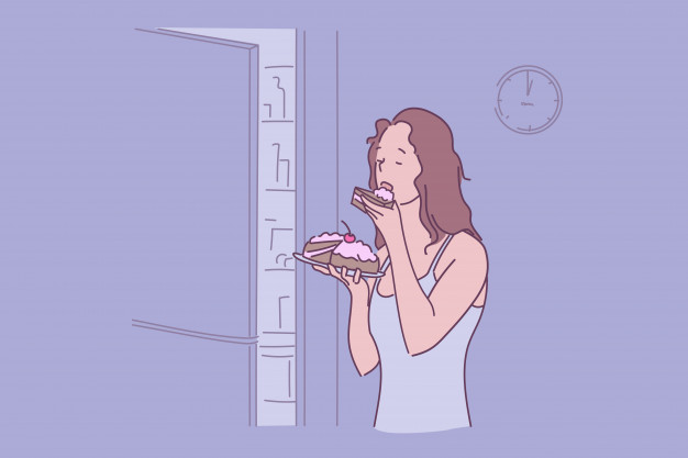 woman eating cake illustration 160308 154