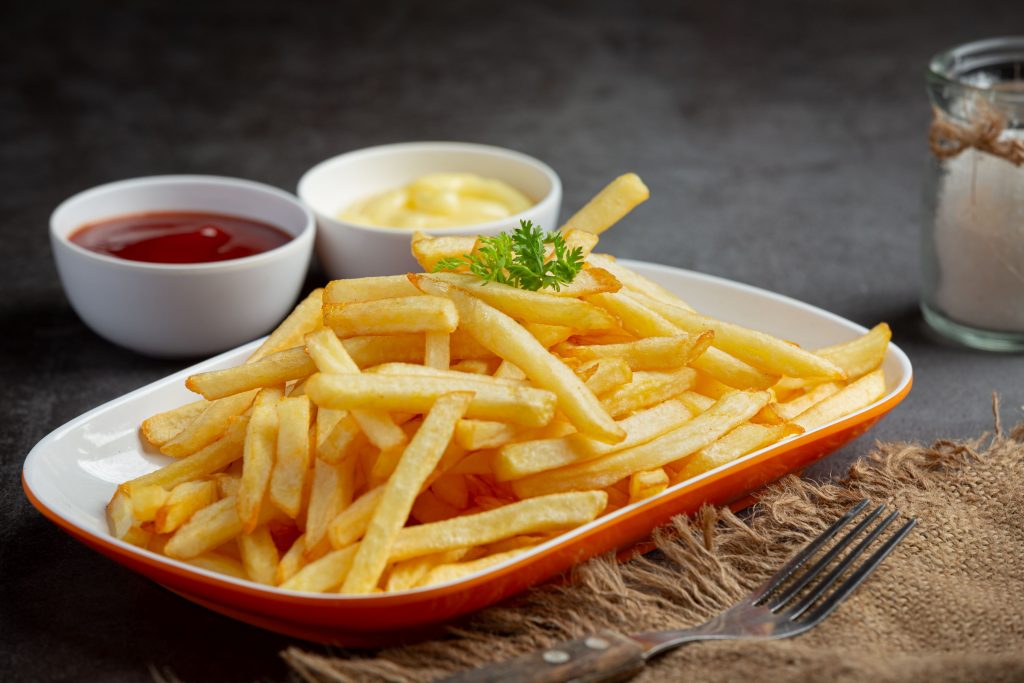 crispy french fries with ketchup mayonnaise 1